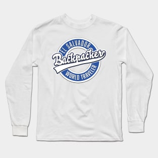 El Salvador backpacker world traveler logo Long Sleeve T-Shirt